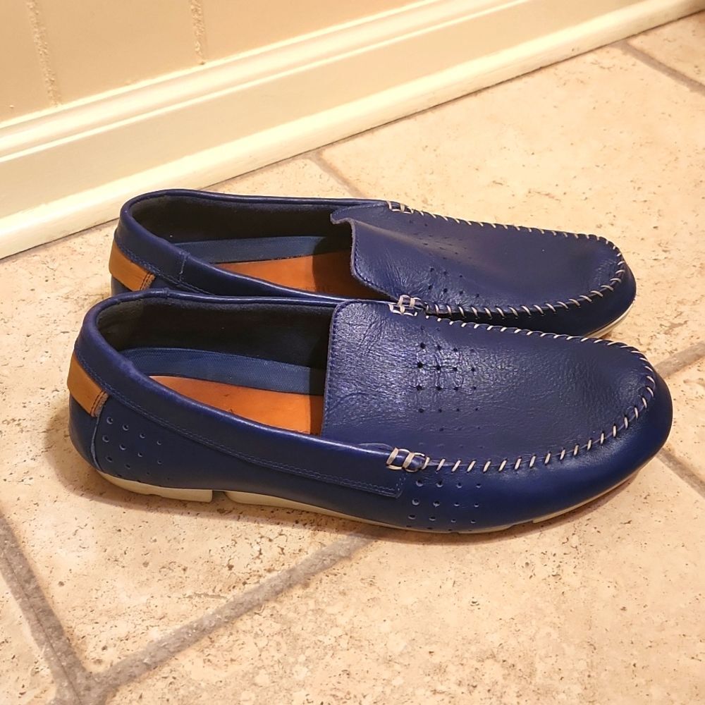Clarks Men's "Davont" Blue Nubuck Leather Drive Moccasin Loafers Size 10.5